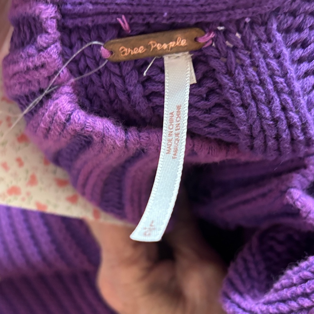 NWT FREE PEOPLE Glowing Orchid Purple Women's Sweetheart Sweater SZ LARGE - Picture 11 of 11
